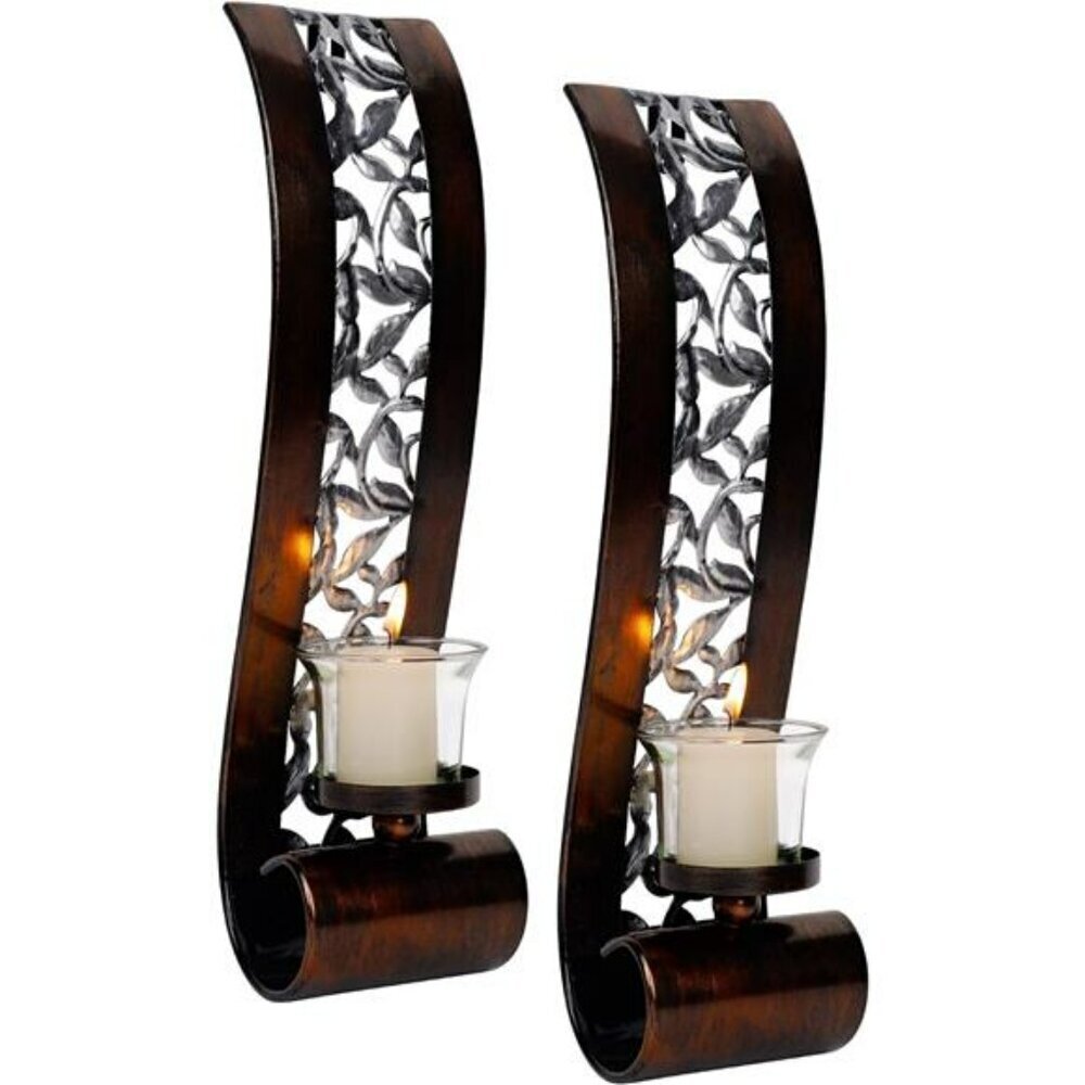 Wall Sconce 14.4 x 3.5 Inch with Tea Light Candle Holder Antique Bronze Style